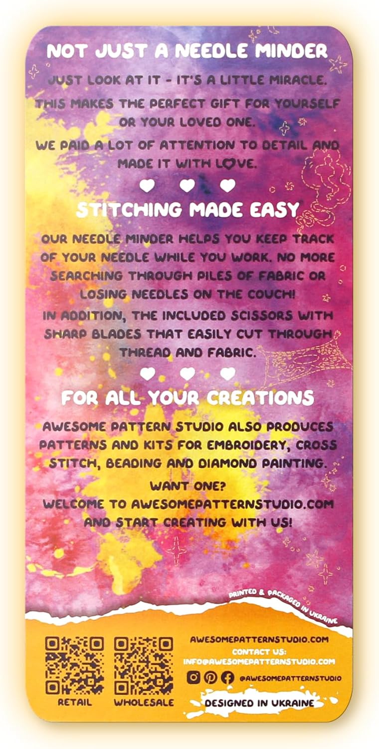 Awesome Pattern Studio Needle Minder Set - Aladdin and Jasmin Castle Magnetic Needle Minder + 2 Needle Threaders + Crane Scissors. Enamel Pin for Cross Stitch, Embroidery and Craft - Image 2